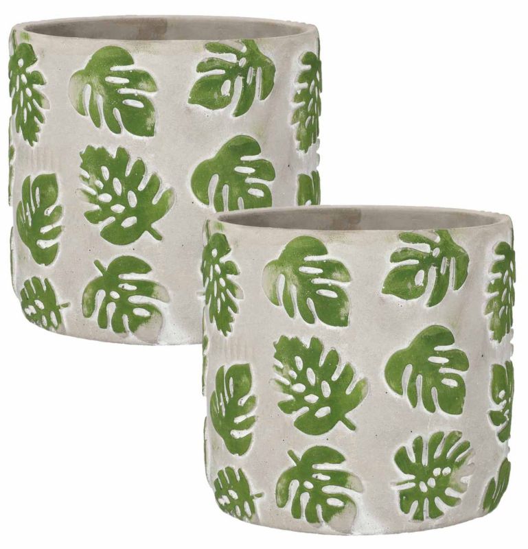Doniczki betonowe KOTARBAU wzór liście 23 cm 2 szt.