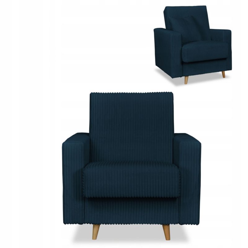 Fotel rozkładany do salonu z pojemnikiem Family Meble Rene granatowy 1szt