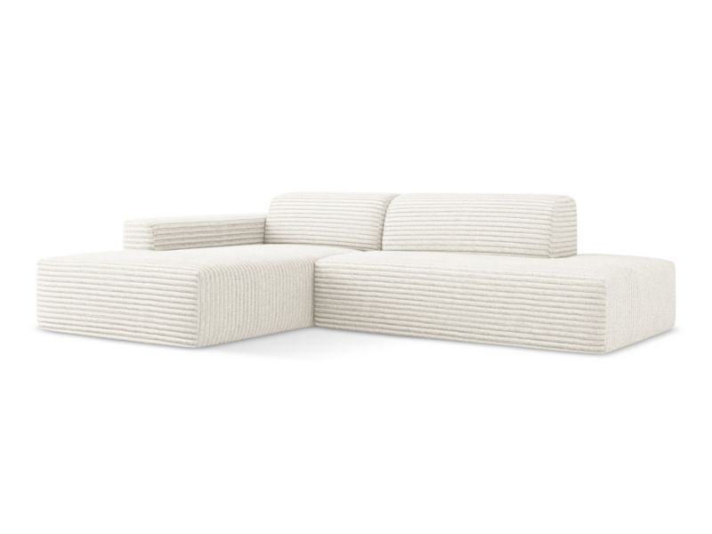 Narożnik prawostronny LaMiaSofa BOVA z tkaniny sztruksowej 240x90 cm jasny beż 1 szt.