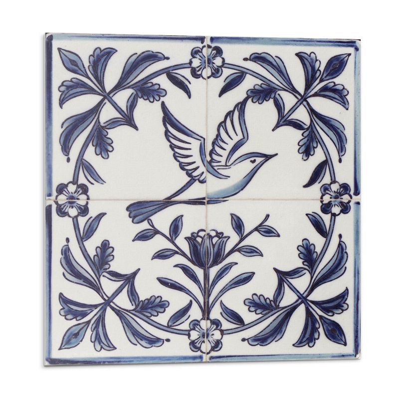 Kafelki samoprzylepne Wallfluent 20x20 cm Wzór ptaka pośród roślinności 20 szt.