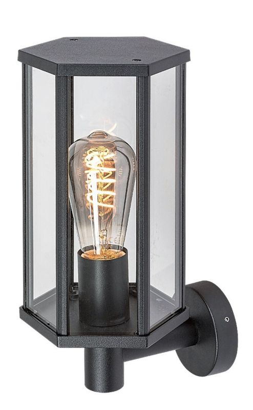 Kinkiet ścienny zewnętrzny Rabalux Dubrovnik czarny matowy-przezroczysty 1 x E27 x IP44 wym: 31 x 15,5 x 18 cm - 1 szt.
