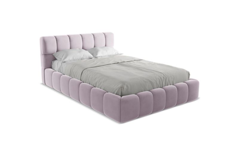 Łóżko LaMiaSofa Nalu z weluru 140x200 lawendowy 1 szt.