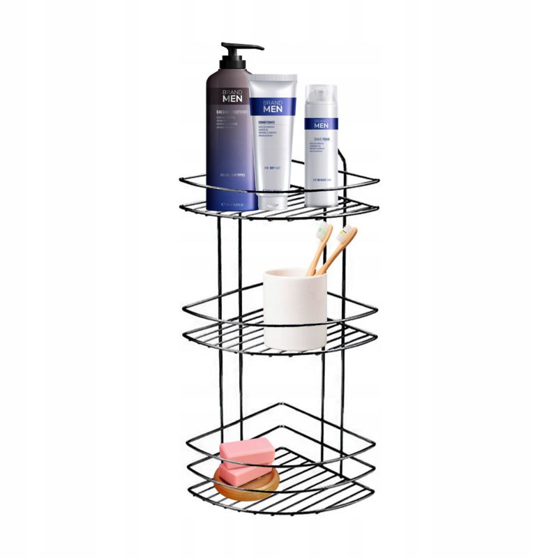 Półka łazienkowa pod prysznic Rodeno czarna 3 poziomy 1 szt.