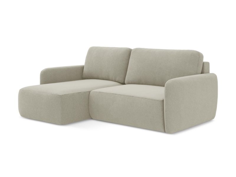 Narożnik lewostronny z funkcją spania LaMiaSofa CORLE z tkaniny strukturalnej 207x148 cm jasny beż 1 szt.