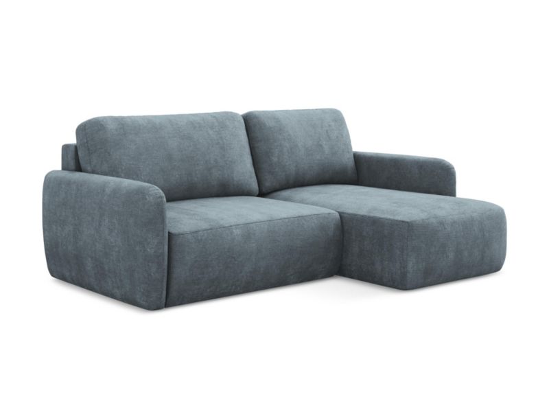 Narożnik prawostronny z funkcją spania LaMiaSofa CORLE z tkaniny szenilowej 207x148 cm jeans 1 szt.