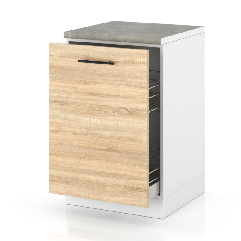 Szafka Kuchenna Hurtownia-Mebli Stojąca Cargo D50 CARGO sPremium 50cm Biały Mat Dąb Sonoma 50x52x85 cm 1szt.