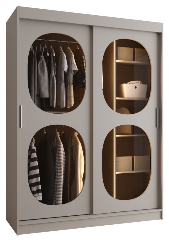 Szafa przesuwna z lustrem Garderoba Abiks BAHRAJN 2 150 kaszmir + LED 1 szt.