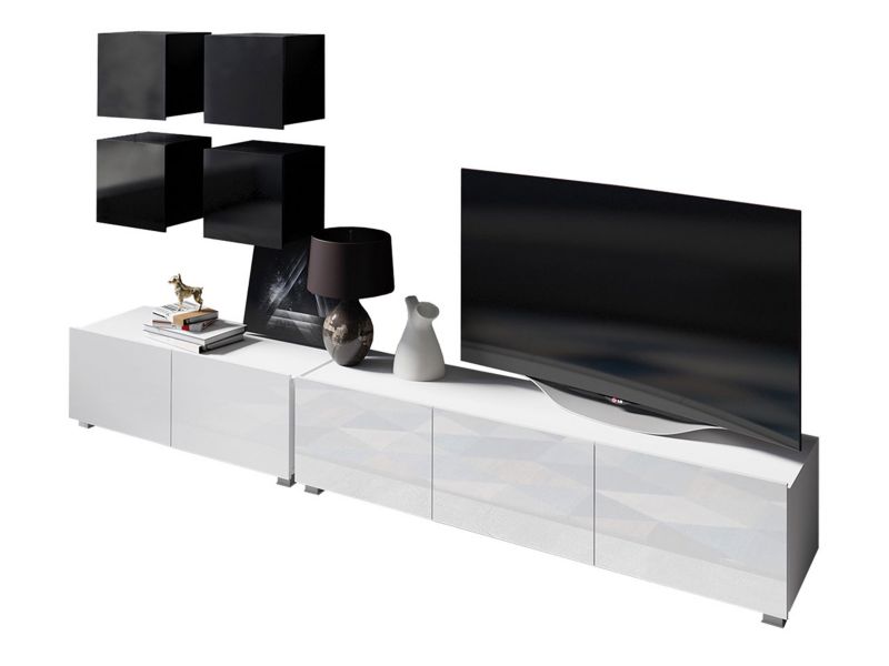 Meblościanka MIRJAN 24 Calabrini XVIII czarny połysk/biały/biały połysk 1 kpl.