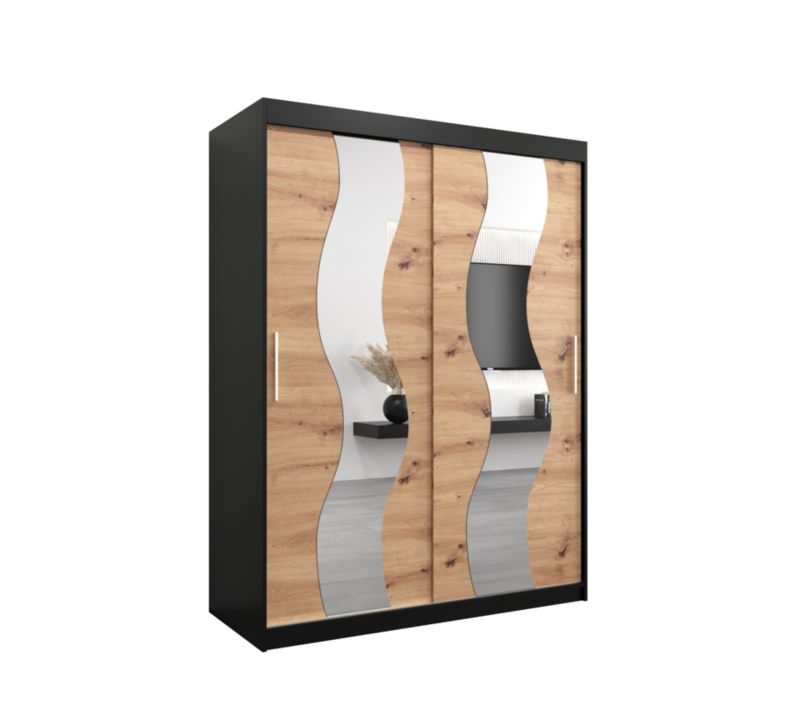 Szafa przesuwna Abiks SEWILLA 150 czarny mat + dąb artisan 1 szt.