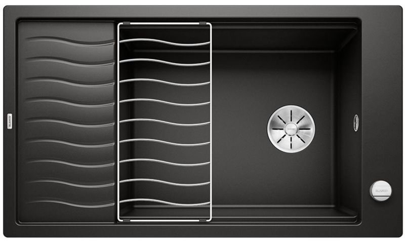 Zlewozmywak Blanco Elon XL 8 S granitowy 86x50 cm czarny, 1-komorowy, ociekacz, odwracalny, 1 szt.