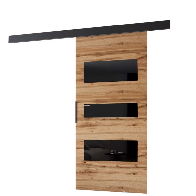 Drzwi przesuwne MINIO go for it PRIM C 106 cm dąb wotan z czarną maskownicą 1 szt.