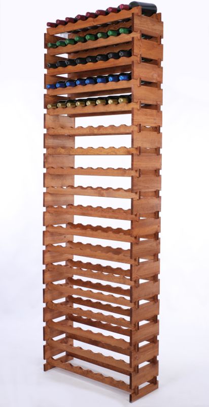 Stojak na wino MODO24 regał modułowy na butelki 18 leżni x 8 butelek montaż bez narzędzi impregnacja brązowa 1 szt.