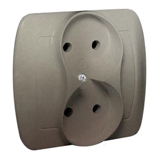 Gniazdo podwójne Kontakt-Simon Akord bez uziemienia satynowe