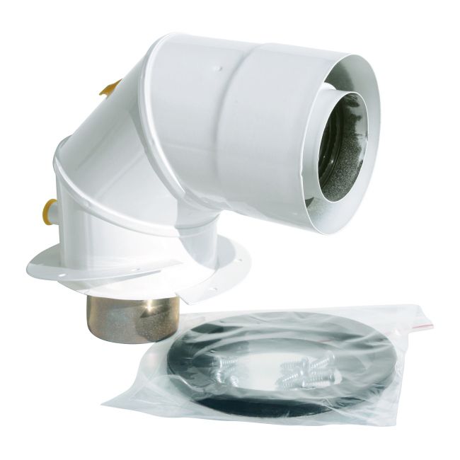 Adapter kolanowy Spiroflex 80/125 do kotłów kondensacyjnych Junkers midi biały