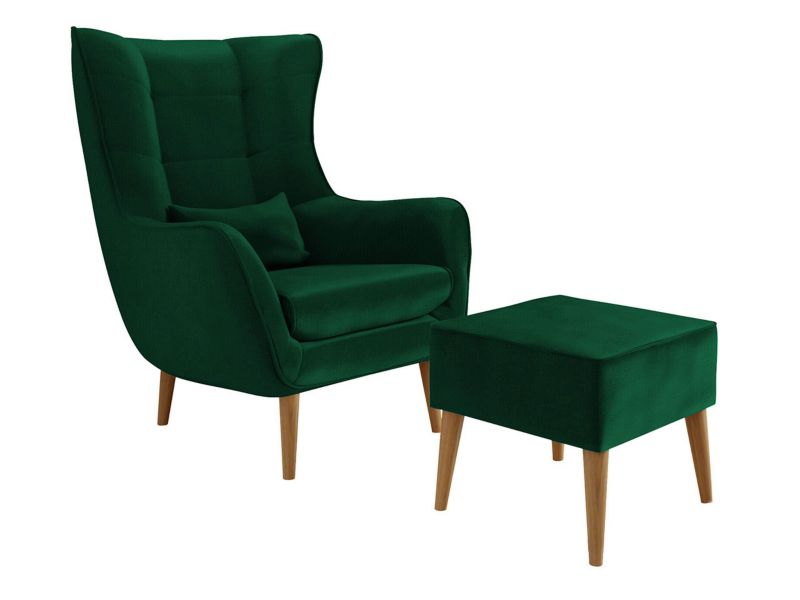 Fotel MIRJAN 24 Estjano z podnóżkiem butelkowa zieleń 1 szt.