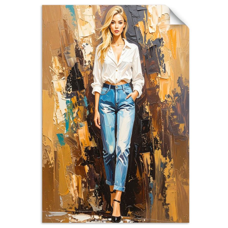 Naklejka samoprzylepna Feeby Piękna dziewczyna w jeansach 100x150cm 1szt