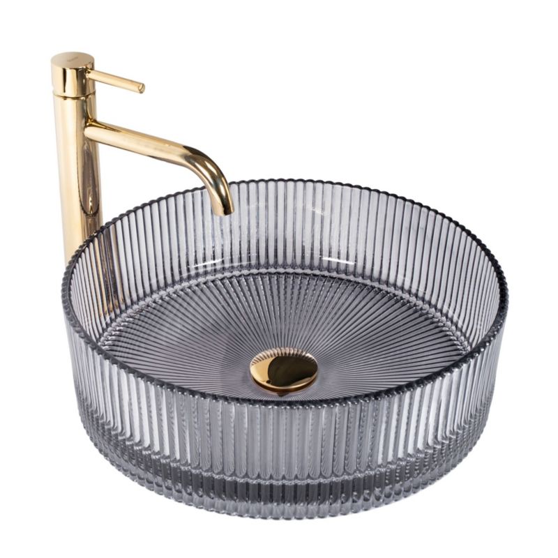 Umywalka Nablatowa Rea Ingrid Okrągła Szary 40X40X13Cm 1 Szt