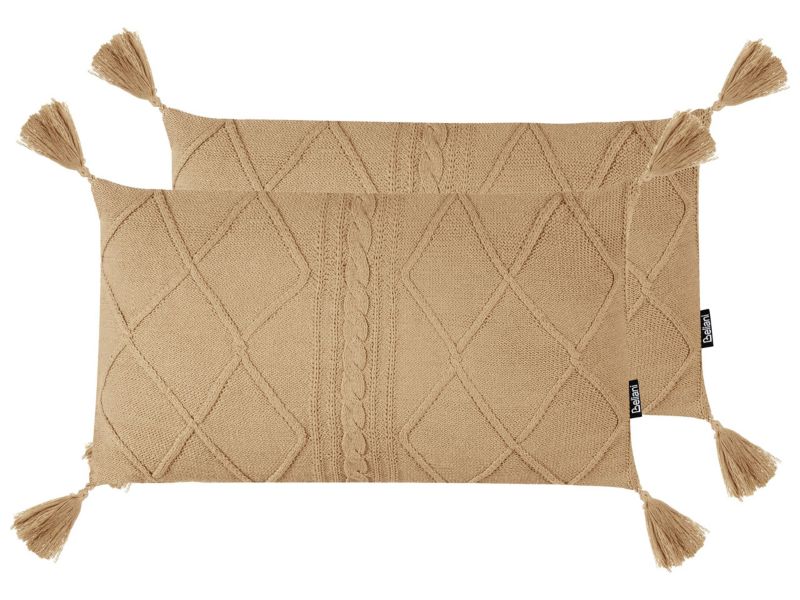 Zestaw 2 poduszek dekoracyjnych Caesia Bawełna 30 x 50 cm Beżowy Jednolity 1 par.