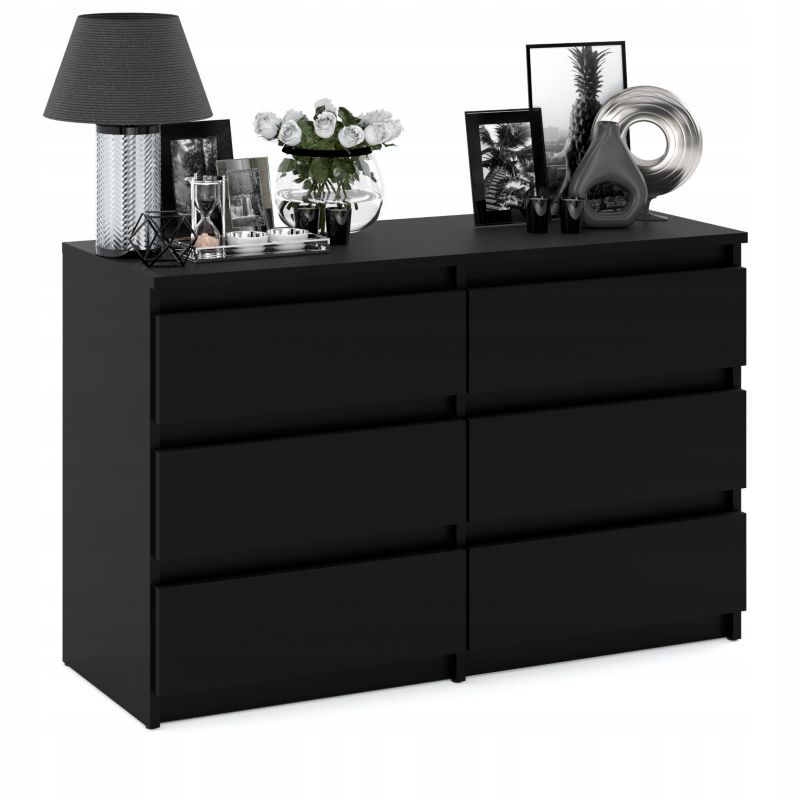 Komoda Z 6 Szufladami Stiv-Meble Czarny Mat Szafka Rtv 100X33,5X71,5 CM 1Szt.