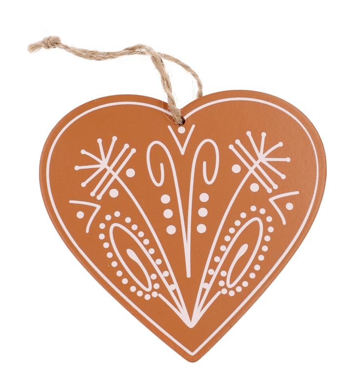 Zawieszka serce 10 cm brązowa
