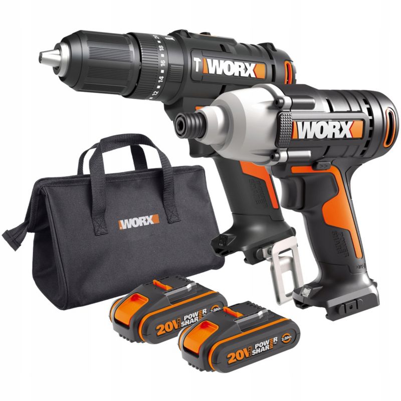 Zestaw młot udarowy i zakrętarka WORX WX902 20 V PowerShare 2x2 Ah 1 kpl.