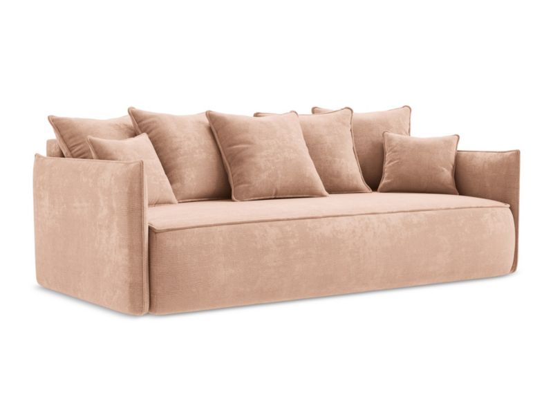 Kanapa 3-osobowa z funkcją spania LaMiaSofa GARDA z tkaniny szenilowej 225x105 cm brzoskwiniowy 1 szt.