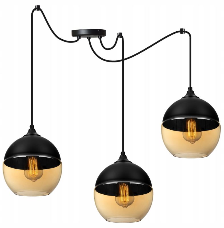 Lampa sufitowa wisząca Light Home LH Oslo Spider 3x E27 60W kule czarny/złoty 1szt.