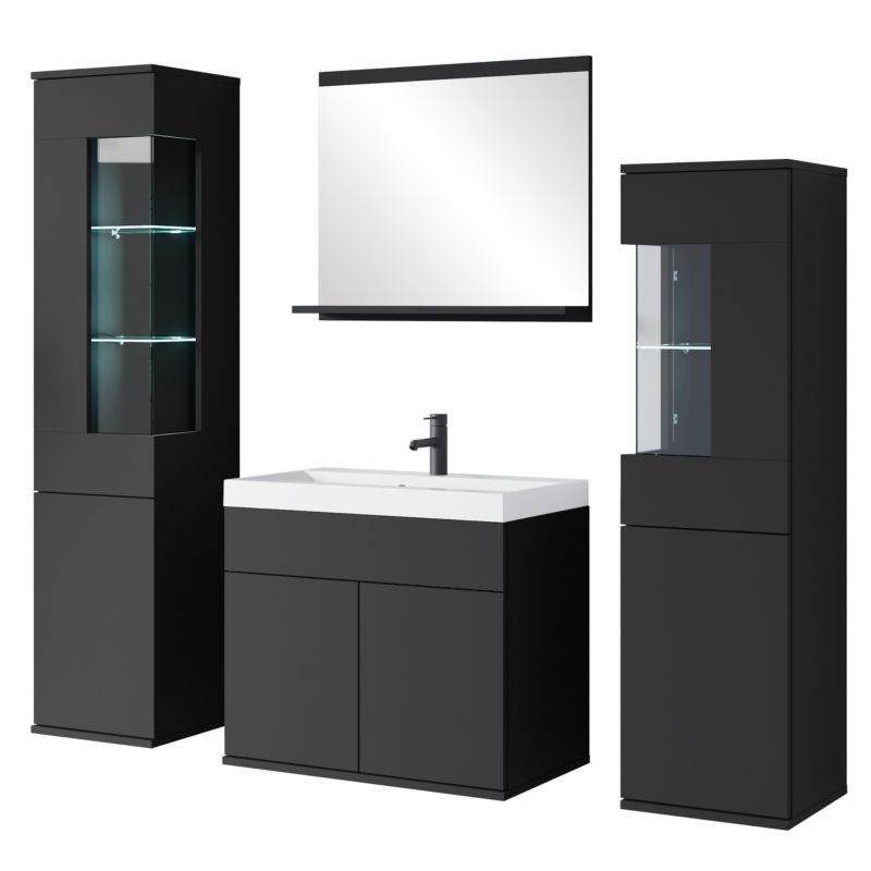 Zestaw mebli łazienkowych MINIO go for it NIKITA czarny z oświetleniem 1 kpl.