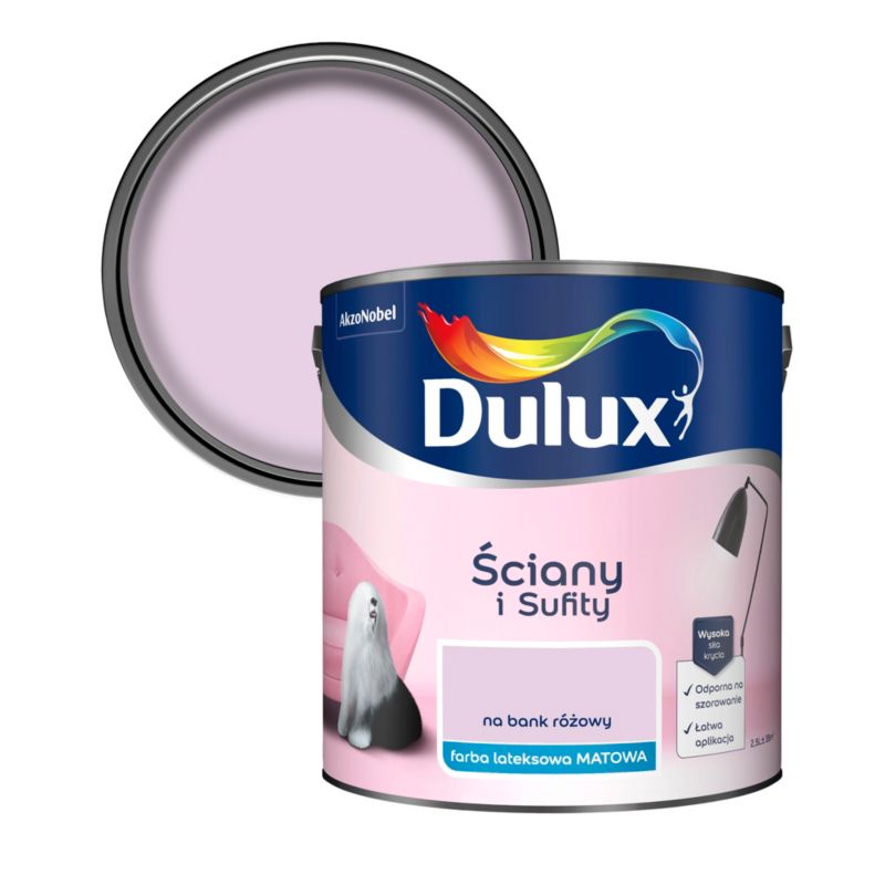 Farba Dulux Ściany i Sufity na bank różowy 2,5 l