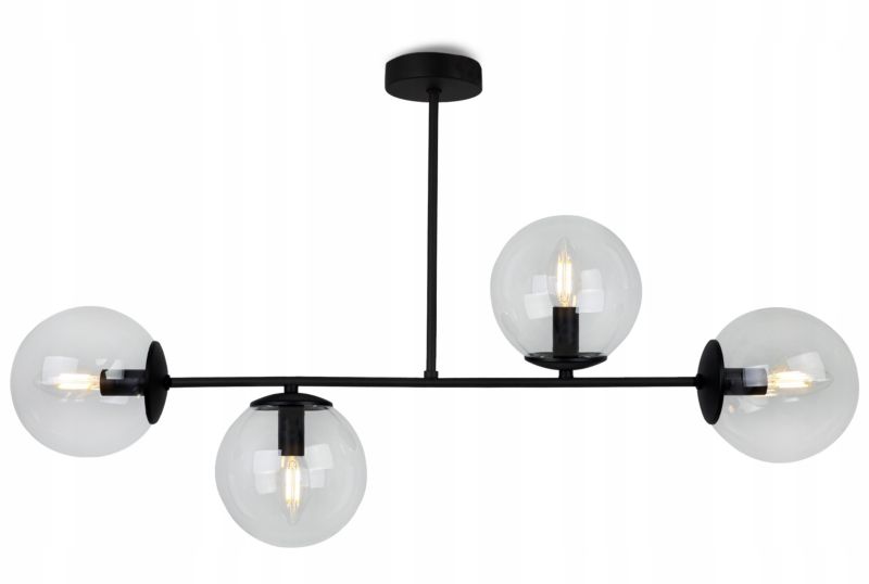 Lampa sufitowa wisząca Light Home LH Tulza 4x E14 40W klosz czarny/bezbarwny 1szt.