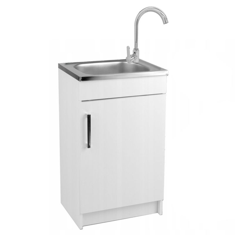 Szafka Kuchenna Stamar Biała + Zlewozmywak 500 x 400 mm + Bateria Chrom Wysoka + Syfon 1 szt