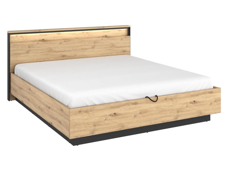 Łóżko z oświetleniem MIRJAN 24 Quant QS-02 180x200 dąb artisan / czarny 1 szt.