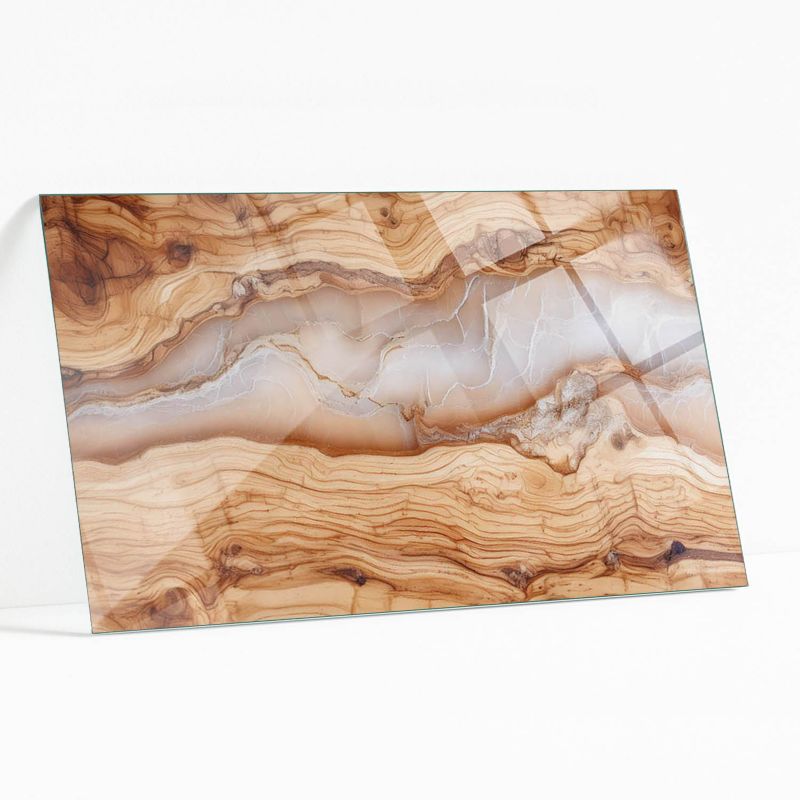 Blat Szklany z Nadrukiem Wallfluent 120x80 cm Drewno z żywicznymi akcentami 1 szt.