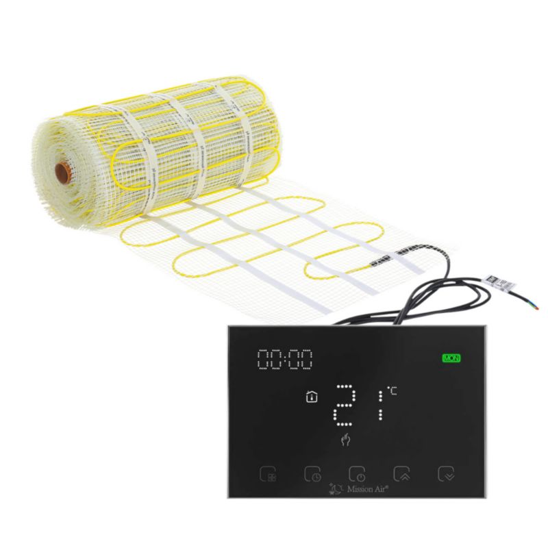 Zestaw mat grzewczych pod płytki Mission Air MA-160 10m² + Gemini Czarny 1szt