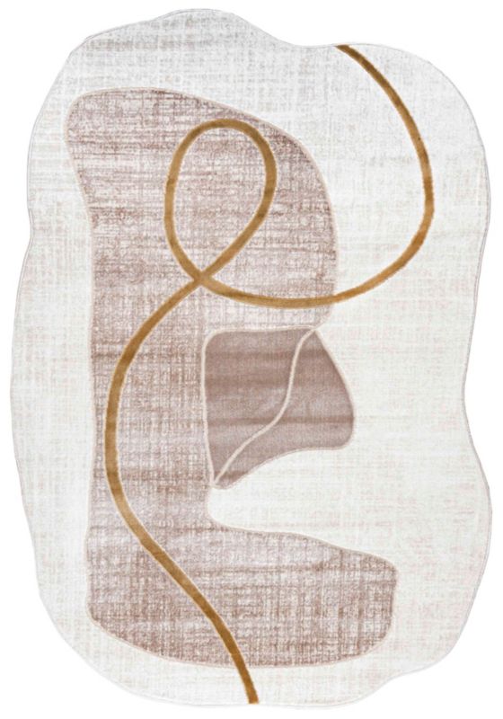 Dywan Dwustronny Wewnętrzny SILA LUX Owalny Mazovia 200 x 300 cm Beżowy Motyw Abstrakcyjny 1 szt.