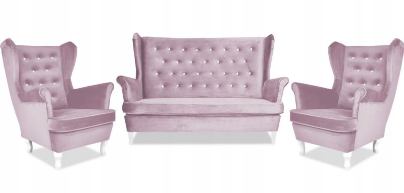 Zestaw wypoczynkowy do salonu sofa fotele Family Meble Diana pudrowy róż 1szt