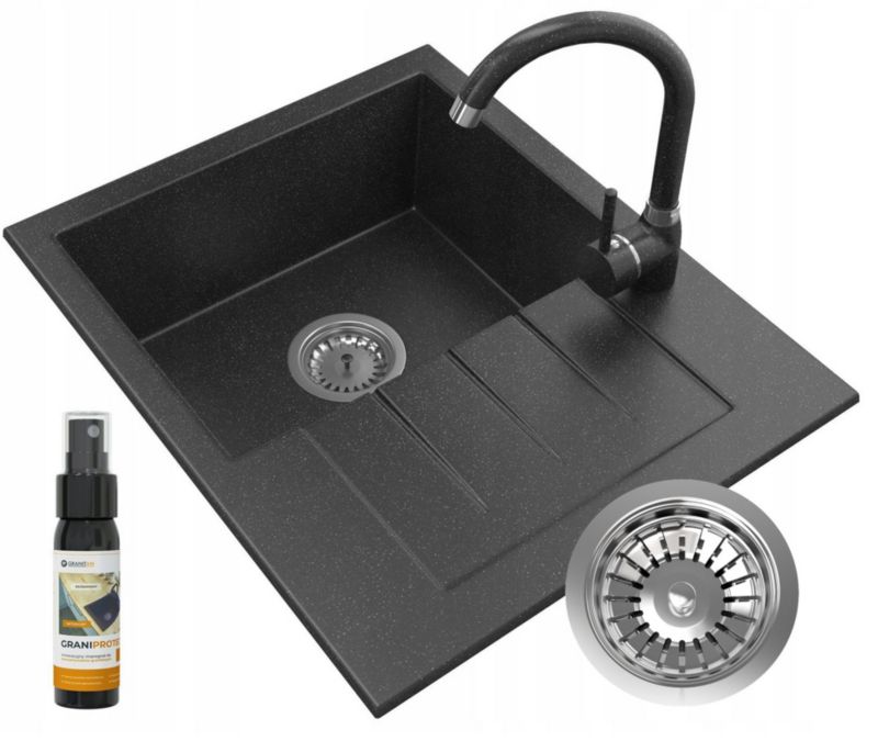 Zlewozmywak Granitowy Granitan Milano z Baterią i Syfonem 1kpl.