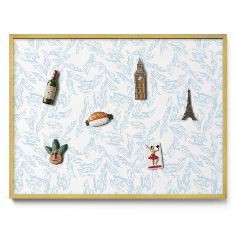 Tablica na magnesy z podróży Tulup 80x60 cm Regularny wzór liści w złotej ramie 1 szt.