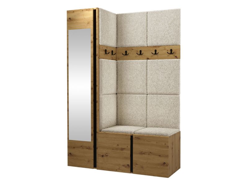 Garderoba MIRJAN 24 Orion X dąb artisan/czarny + beżowa bukla 1 kpl.