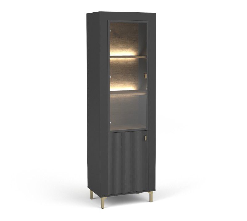 Witryna dwudrzwiowa Bettso Mossa z oświetleniem LED do salonu czarny 1szt.