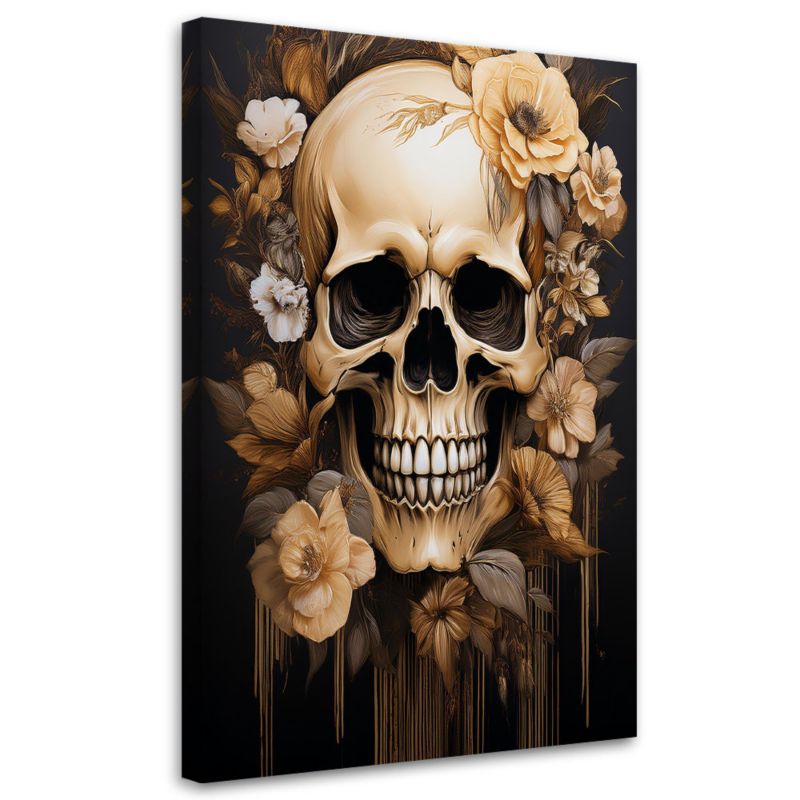 Obraz na płótnie Feeby Czaszka Kwiaty Beżowy 40x60cm 1szt