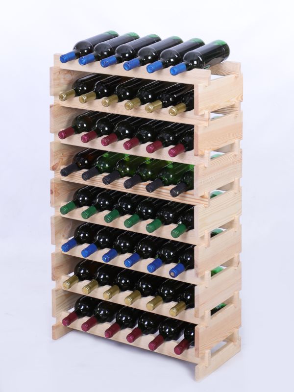 Stojak na wino MODO24 regał modułowy na butelki 8 leżni x 6 butelek montaż bez narzędzi naturalne drewno 1 szt.