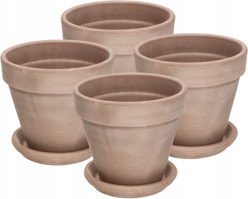 Doniczka ceramiczna KOTARBAU terakota z podstawką 13 cm 4 szt.