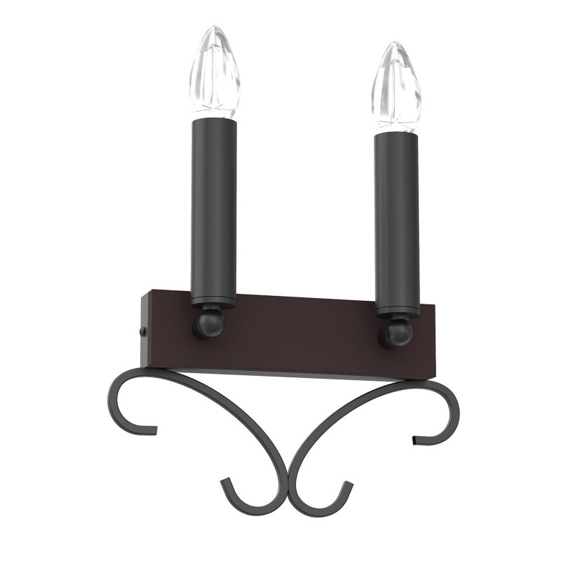 Kinkiet ścienny Luminex Tuluza czarny mat-ciemne drewno 2 x E14 x 15W IP20 wym: 27 x 26 x 7,5 cm - 1 szt.