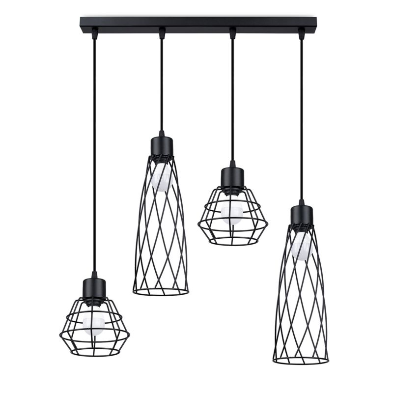 Lampa wisząca Sollux Lighting SUBA 4L czarna 1 szt.