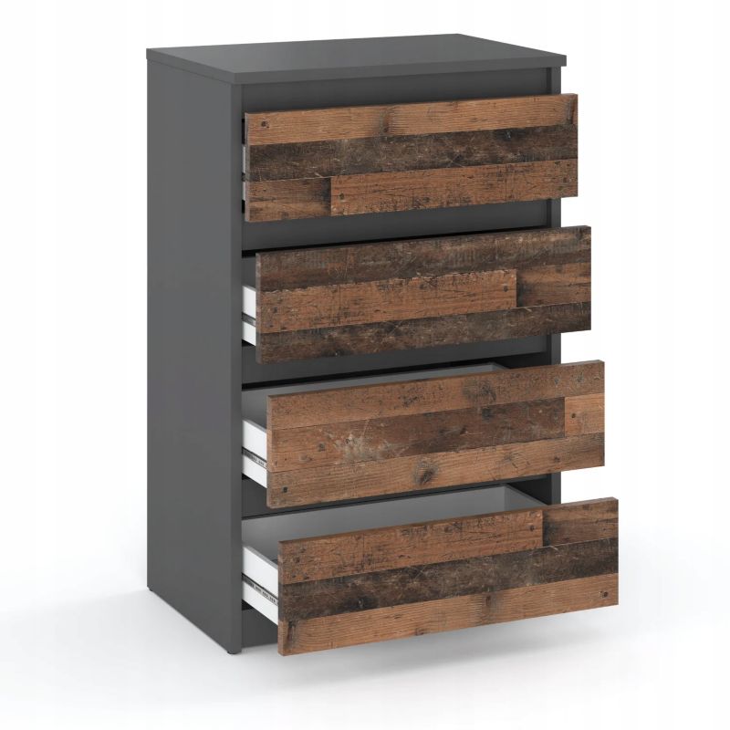 Komoda Z 4 Szufladami Stiv-Meble Szary Mat / Vintage Old 60X33,5X92,5 Cm 1Szt.