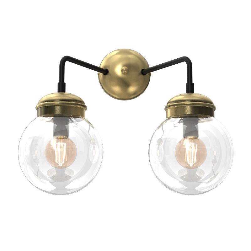 Kinkiet ścienny Luminex Hydro czarny mat-mosiądz antyczny - patyna-przezroczysty 2 x E14 x 15W IP20 wym: 30 x 36 x 26 cm - 1 szt.