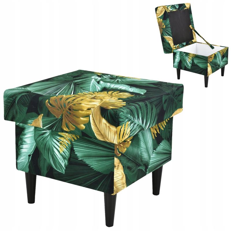 Pufa do salonu podnóżek z pojemnikiem Family Meble ARI butelkowa zieleń 1szt