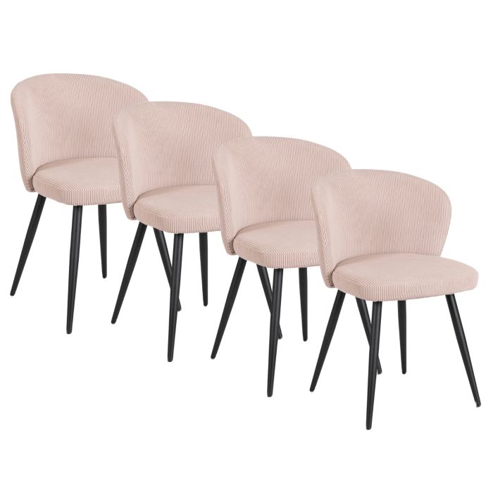 Zestaw 4x Krzesło Tapicerowane Hailey Mebel Elite Różowe Sztruksowe Do Salonu 1 kpl