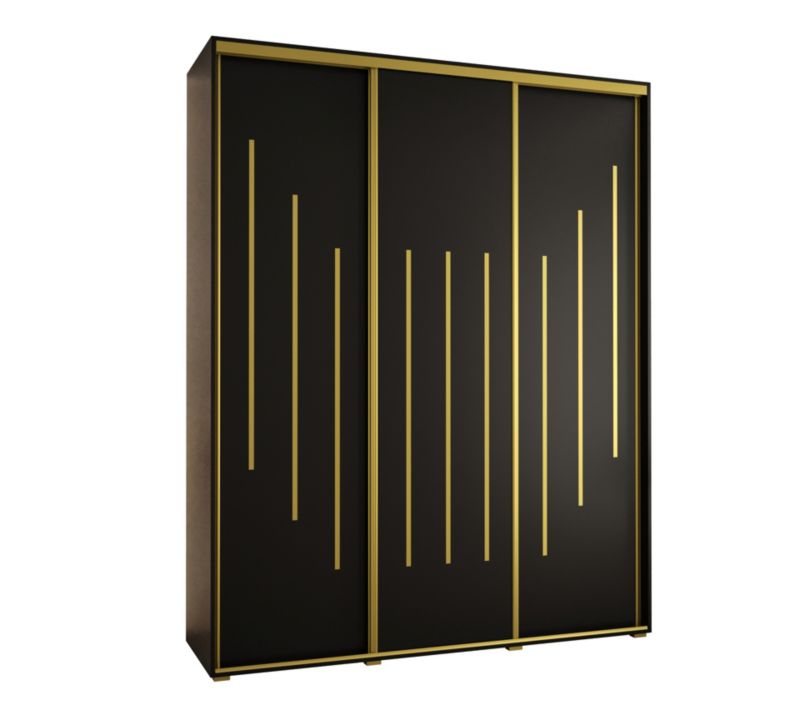 Szafa przesuwna Abiks DAVOS 8 wysoka szer.200cm gł.45cm czarny/czarny/złoty 1szt.